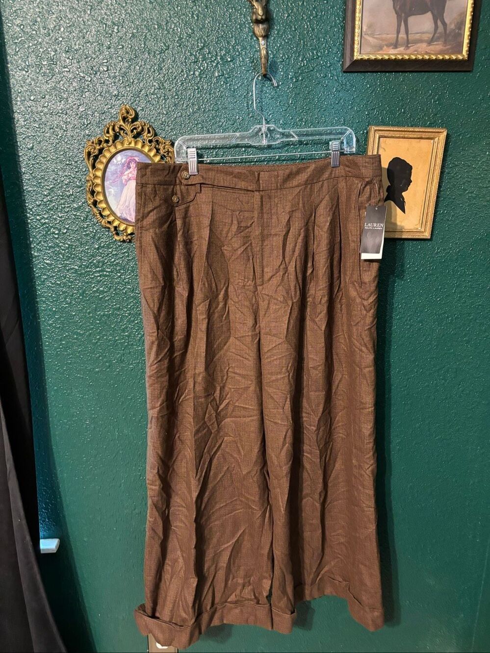 LAUREN RALPH LAUREN 100% WOOL CHECK PANTS SZ 18 NWT